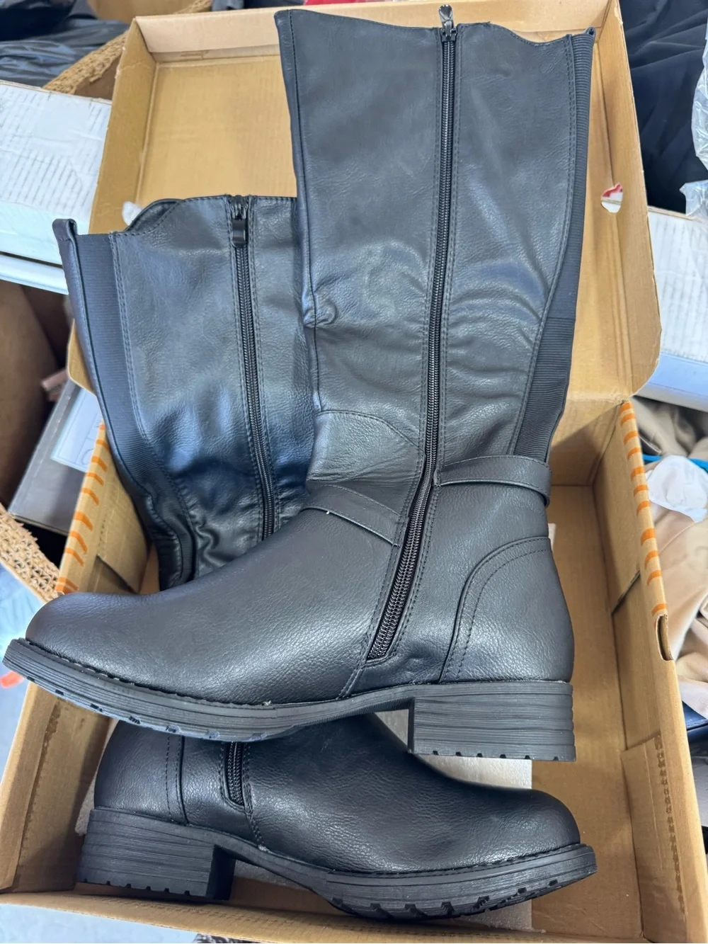 GLOBALWIN Women's 21YY10 Black Knee High Fashion Boots 9 Vegan Leather